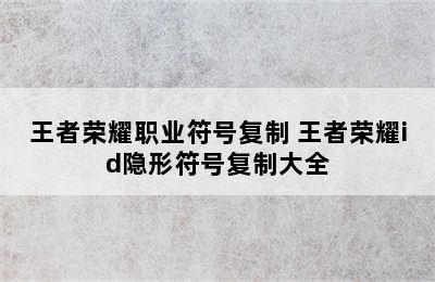 王者荣耀职业符号复制 王者荣耀id隐形符号复制大全